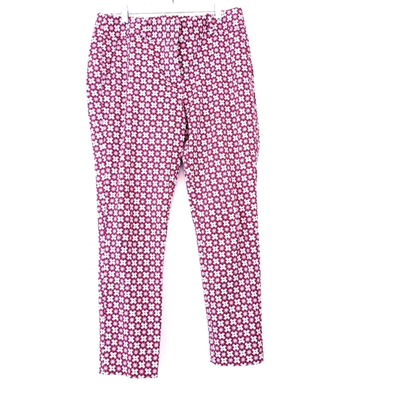 LOFT Pink Print Julie Skinny Pants Size 10 Floral - Picture 3 of 13